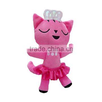 St Pink Cat Queen Princess Toys With Dress Crown for Little Girls Real Plush Type Material