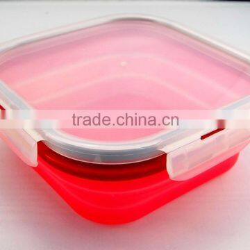 XL size Square shaped non-stick silicone food storage container/collapsible silicone container