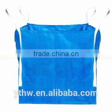 reinforced and UV treated blue fabric big bag/ventilated U-panel baffle bag with spout top and discharge spout