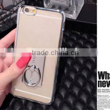 TPU ring holder tpu cover case cell phone case with electroplate ring holder for iphone