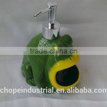 ceramic frog lotion pump/soap dispenser with scrubby sponge holder