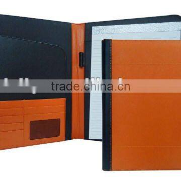 orange bonded leather notebook portfolio,writing case