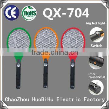 QX704-1 rechargeable electric mosquito bat mosquito killer mosquito swatter with round or flat plug