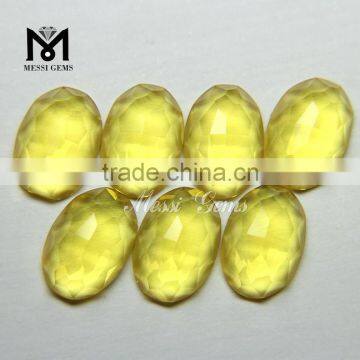Custom Good Quality Yellow Oval 13.5x9.5 Faceted Flat Back Glass Gems
