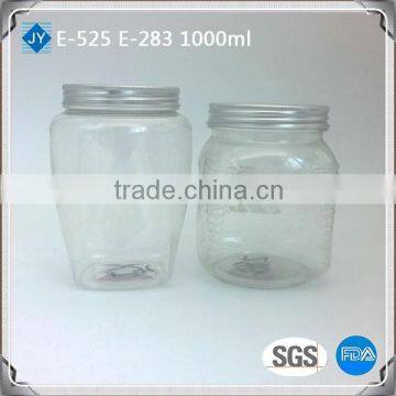 1000ml food grade plastic jar for ginger, 32oz PET garlic peanut jar with aluminum cap