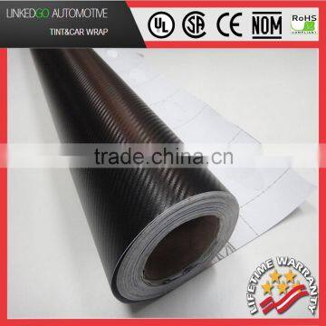 Wholesale Black 1.52*30m printed adhesive vinyl rolls 3D carbon fiber vinyl