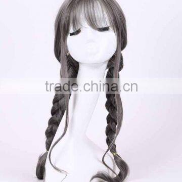 Cartoon gray Dreadloks with two braid ponytials wig N361
