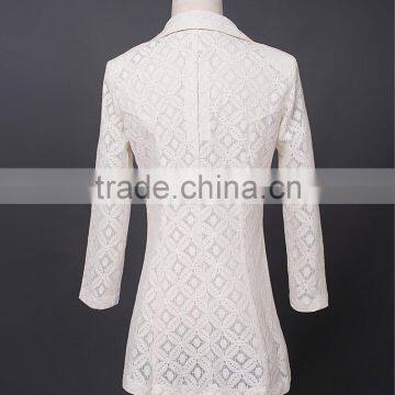L020 Custom Design Lace Blazer Womens Long Blazer Jacket Wholesale photo-2