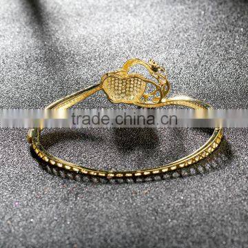 925 Sterling Silver Bangle Bracelet Jewelry Gold Rose Bangle High Quality Jewelry Sbg206R photo-2