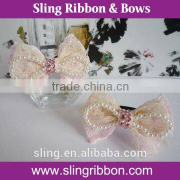 Wholesale Lace With Sheer Ribbon Hair Bows