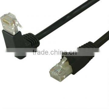 CAT 6 UTP Patch Cord 90 Degree Down to Straight Black cable