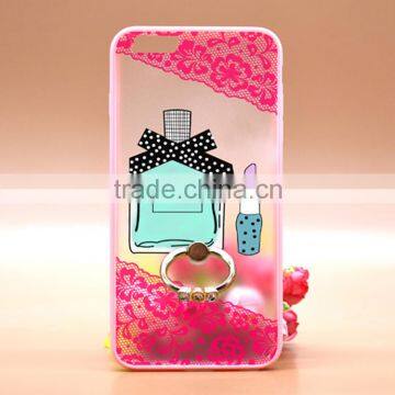 Wholesale TPU+PC 2-in-1 Hybrid Pattern Phone Case, Ring Bracbet With Diamond For iPhone 6s Plus