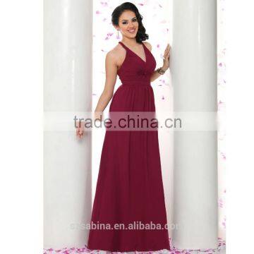 wholesale 2016 suzhou long halter neck chiffon bridesmaid wedding dress on saleevening dress for fat women