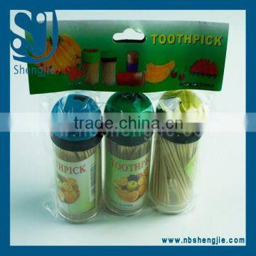 Trade Assurance 3 bottle 100pcs low price and high quality bamboo toothpicks/High quality bamboo toothpick