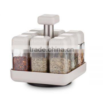 SINOGLASS 8 pcs with square round design lid 90ml glass jar spice rack