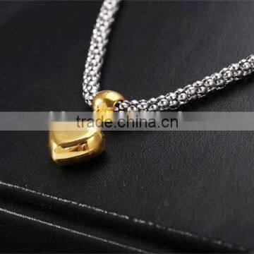 Fashion Accessories Latest Silver Stainless Steel Chain Gold Heart Pendant Necklace photo-5