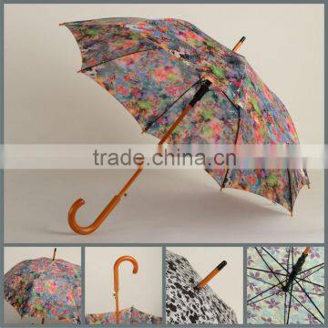 13S008:23"X8K Automatic wooden straight Umbrella