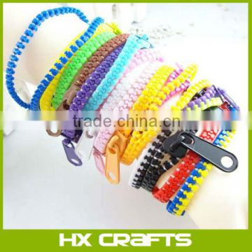 New Mixed Fluorescence Two-colors Hip Zip Bands Zipper Fashion Bracelet Band