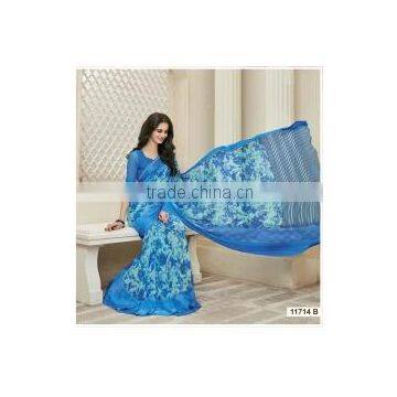 Catchy Turquoise Georgette Designer Saree/Indian sarees online shopping