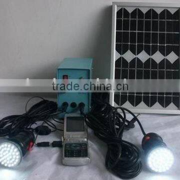 5W LED solar indoor lighting (light 2 lamps for 6--7 hours and with USB charge mobile)