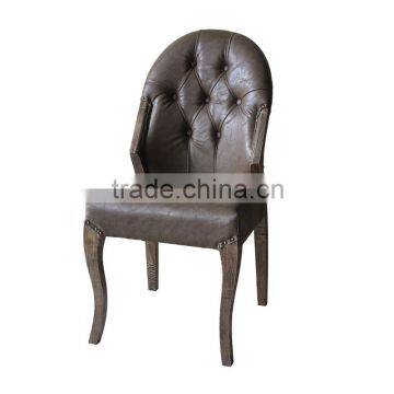 High back chesterfield ash wood dining chair