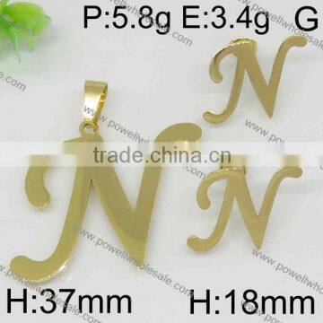 Fashion Hot Wholesale 316l Stainless Steel Jewelry Letter Style Gold Color Set