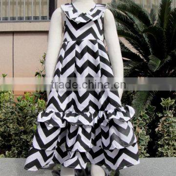 Latest design fashion girl elegant maxi wave dress for 0-10 years old girl