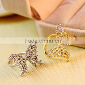 Bulk Popular in World Women Crystal Butterfly Diamante Rings photo-2
