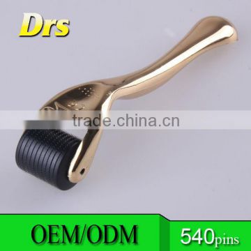 2014 professional derma roller 540 needles for fine lines with gold handle