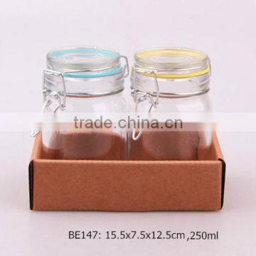 2pcs glass spice jar set in a paper tray