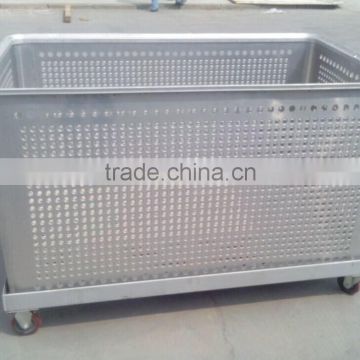 Aluminum alloy turnover container with casters, metal plated container