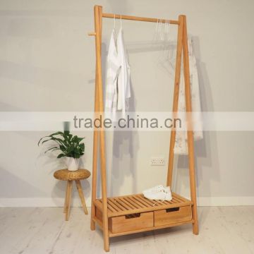 Solid wood Clothes Rack Wooden Storage Shelf Clothes Tree Stand