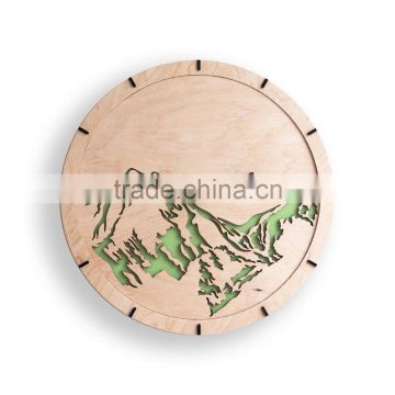 Modern Wall Clock "Mountains" Large Wall Clock, Wooden Clock, Wood Decor, mountains, white, Interior, plywood, handmade