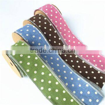 Wholesale Personalized Cotton Linen Dots Ribbon for Decoration photo-4