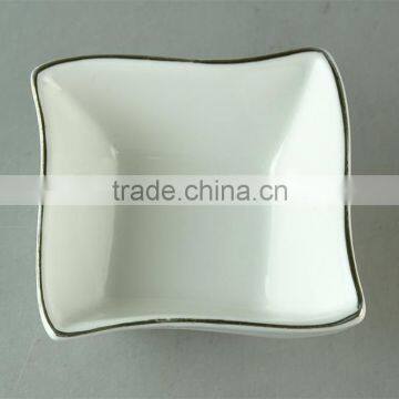 Wholesale Stock White Rectangle Ceramic Dish With Silver Line in Good Quality and Reasonable Price photo-2
