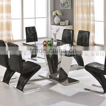 Marble Top Dining Table Set With Strong Stainless Steel Base photo-2