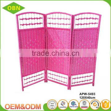 High quality customized hotel decorative colorful paper rope knitted mini folding screen room divider