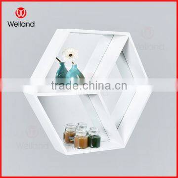 Hexagon Decrative Wall Mounted Mirror with Shelf