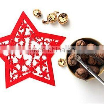 2017 felt red star drink coaster for Christmas table decoration made in China