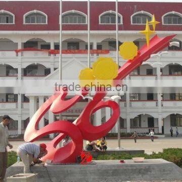 Outdoor Stainless Steel Key Sculpture with Flowers