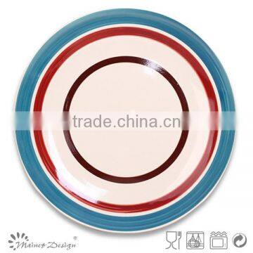 cheap colorful stripe ceramic handpaited dinner plate