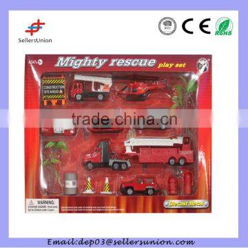 alloy red fire safe toys car set