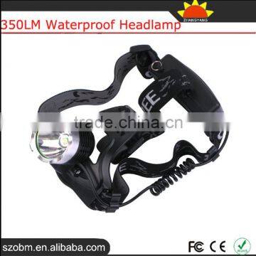 KC-002B 350LM XML T6 Waterproof Head Lamp Led Rechargeable Headlamp Headlight With Zoomable Headband