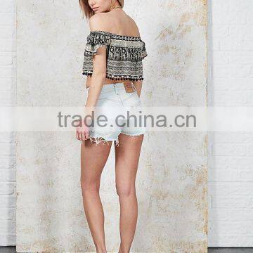 2016 Latest Safari off Shoulder Giraffe Aztec Sexy Crop Top HST8002 photo-3