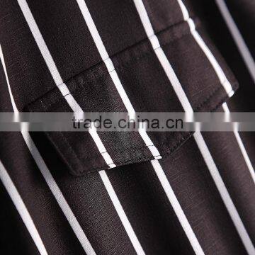 Women Fashion Short Sleeve White and Black Stripes Printing Button Down Loose Legging Casual Romper Jumpsuit photo-4