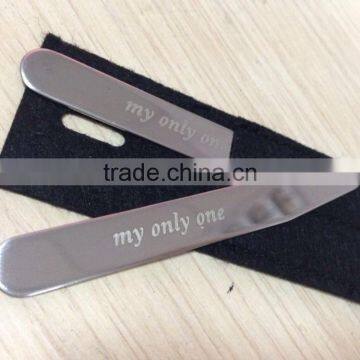 Beautiful Mirror Shirt Collar Stays with Engraved Logo