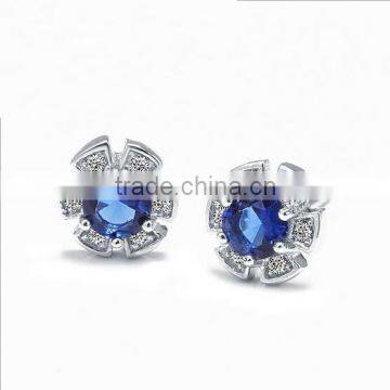 Exquisite Cheap beautiful flower 925 sterling silver earring with AAA CZ stone