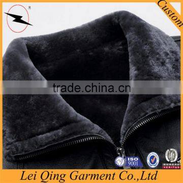 High Quality OEM Latest Designs Real Fur Black Man Leather Jacket photo-6