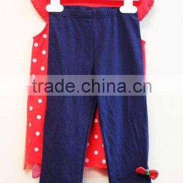 Wholesale Fashion Design Polka Dot Baby Girls Summer Dress Set Knitted 100% Cotton Dress 2 Pcs Set TP-7958 photo-4