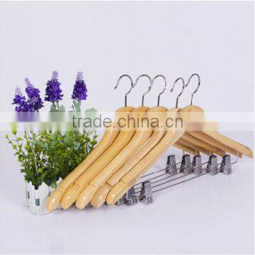 China factory stylish wooden hanger no notch wooden shirt hanger 4 tier sturdy clips and special shape pants hanger